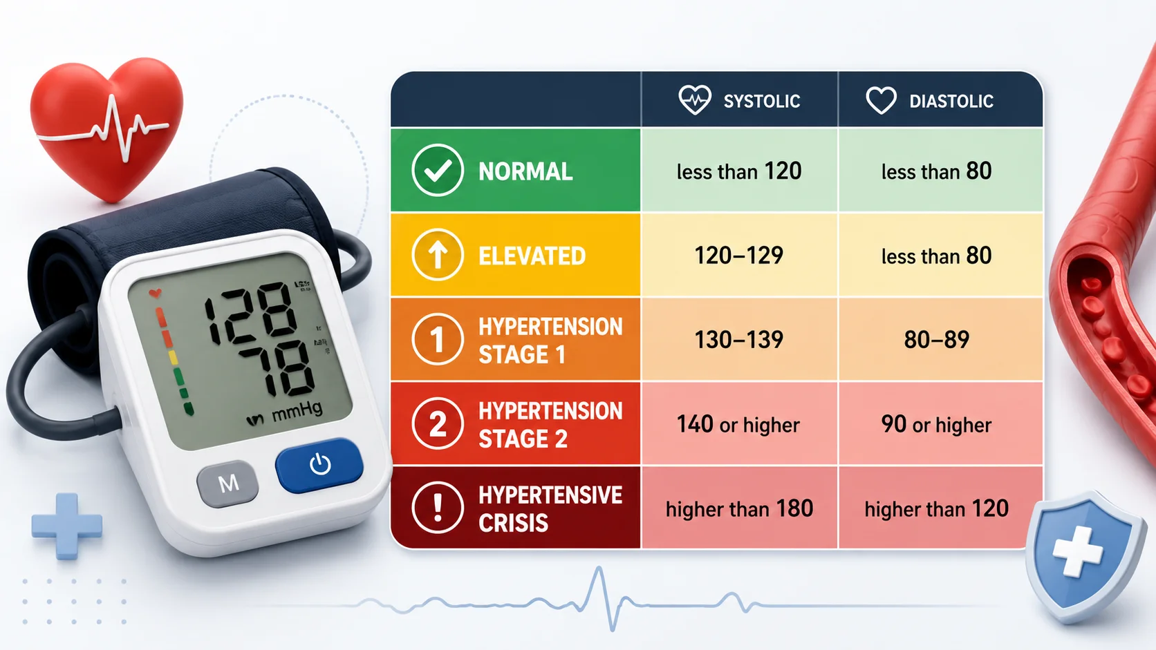 Blood Pressure Ranges Chart: Normal, Elevated, and Hypertension Stages Explained