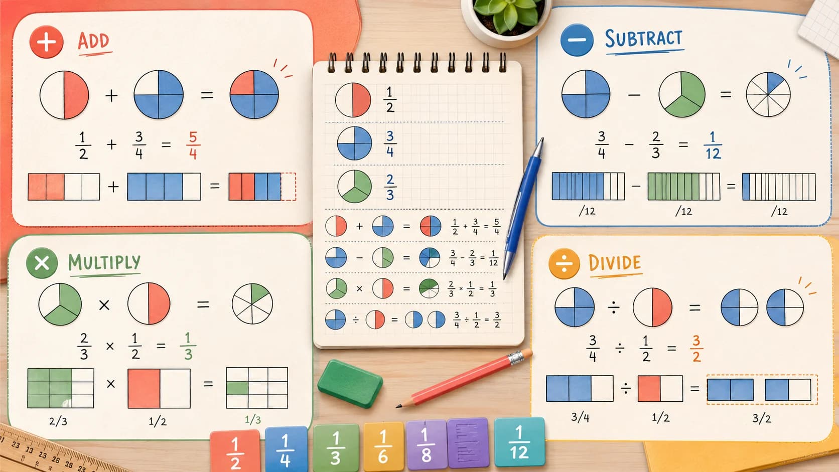 How to Add, Subtract, Multiply, and Divide Fractions: Complete Guide