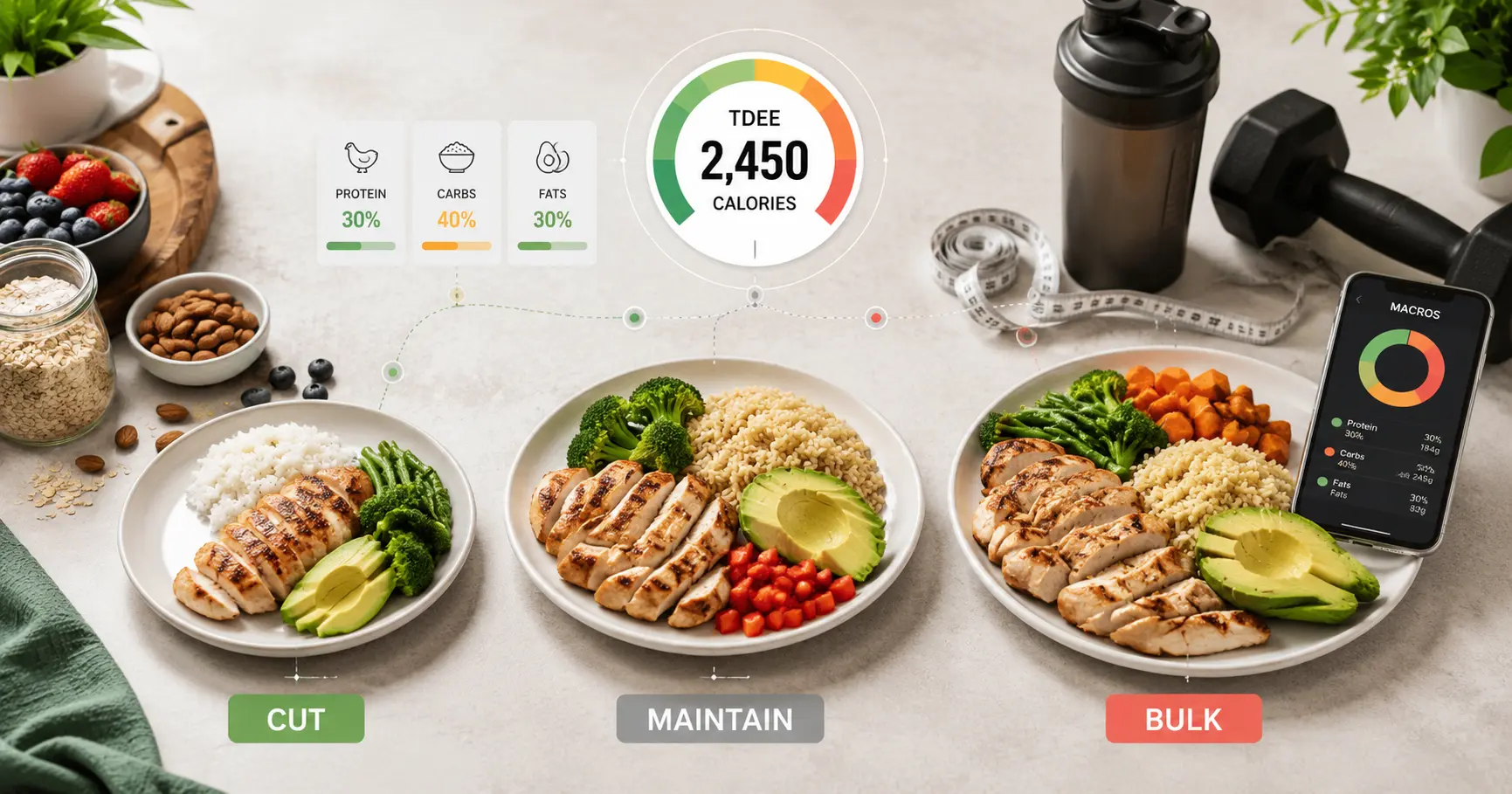 How to Set Your Macros Based on TDEE: Cut, Bulk & Maintain
