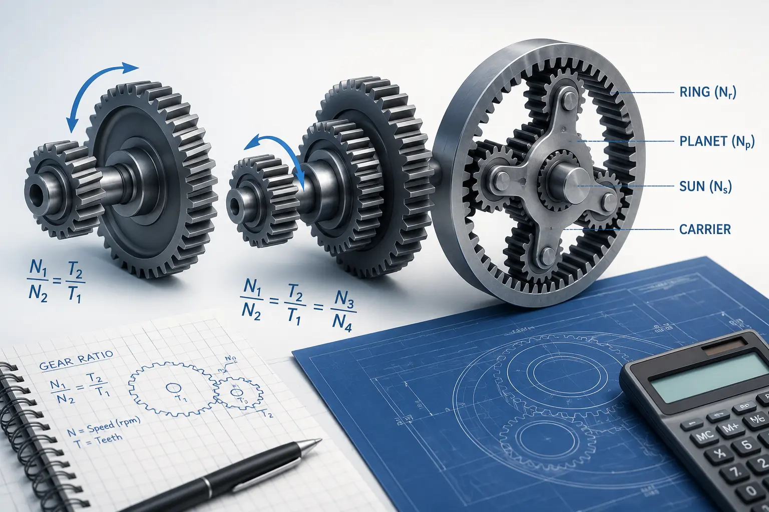 How to Calculate Gear Ratios: Simple, Compound & Planetary (With Examples)