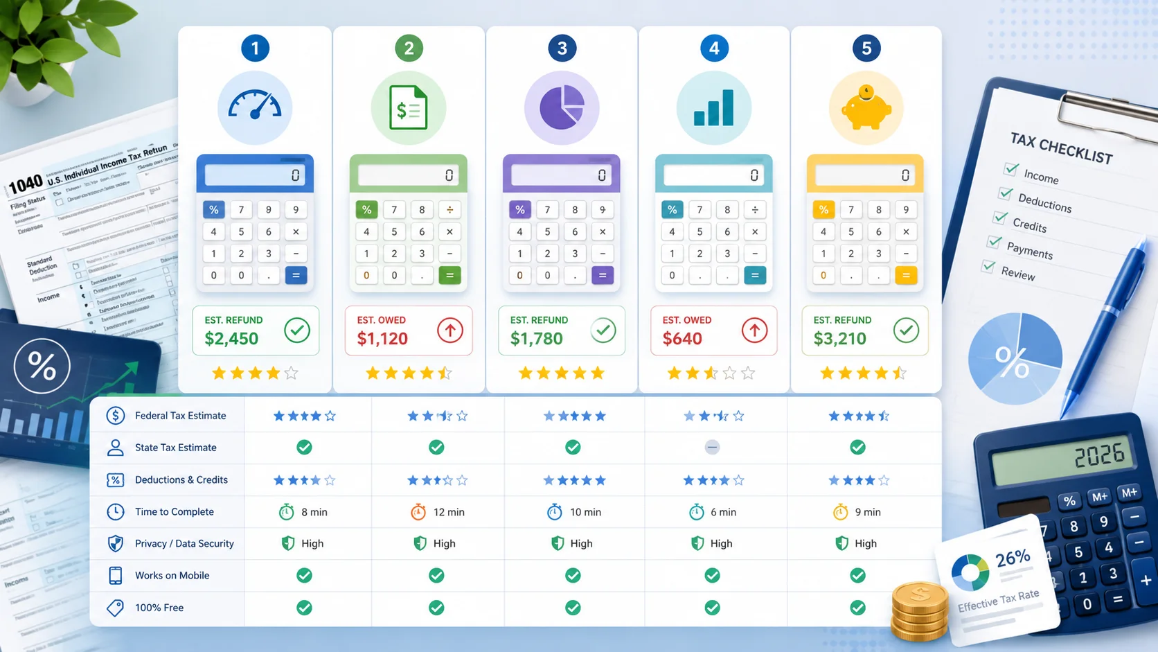 Best Free Tax Calculator in 2026: 5 Tools for Estimating Your Tax Bill