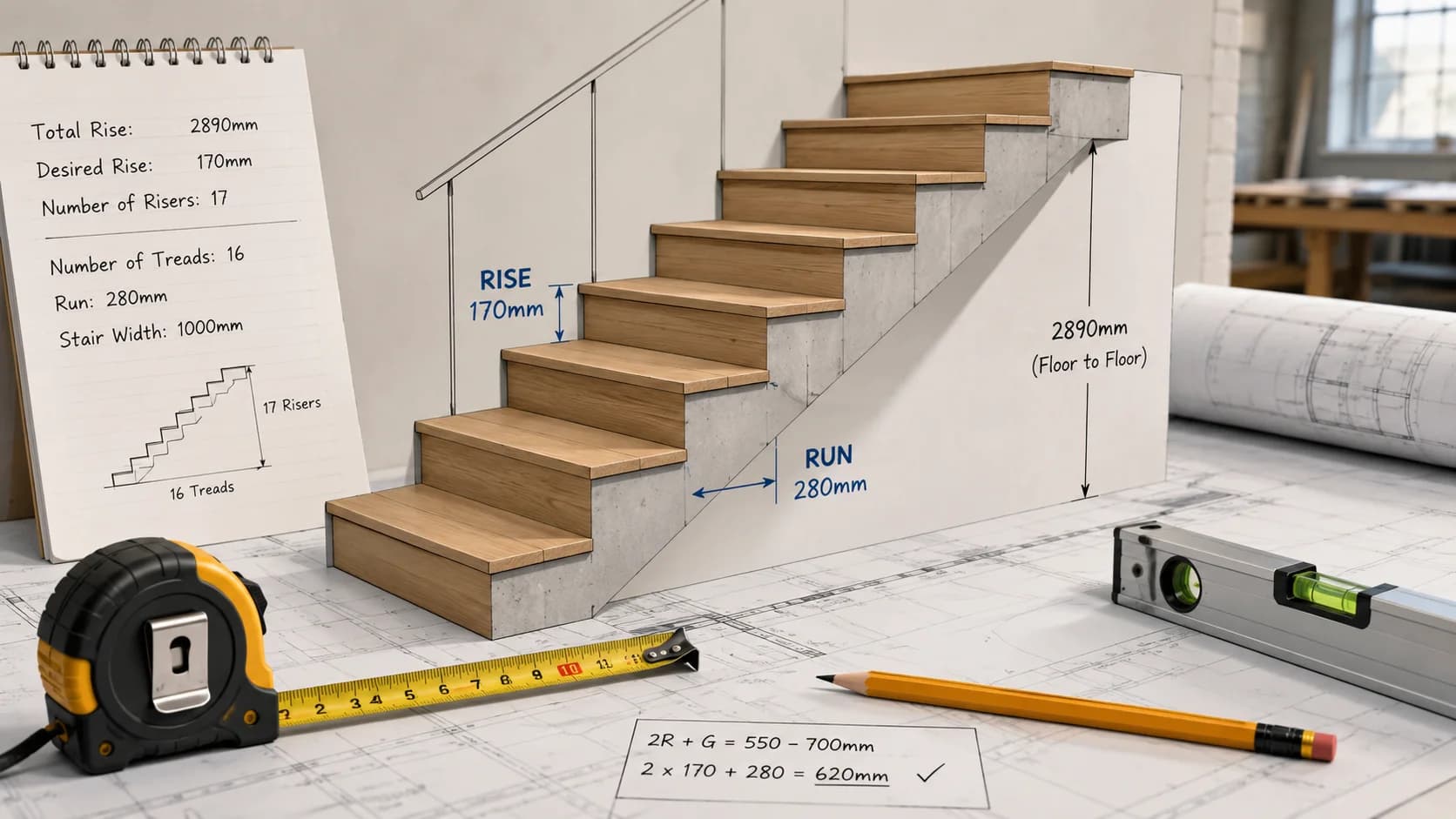 Staircase Calculator: How to Calculate Rise, Run & Number of Steps