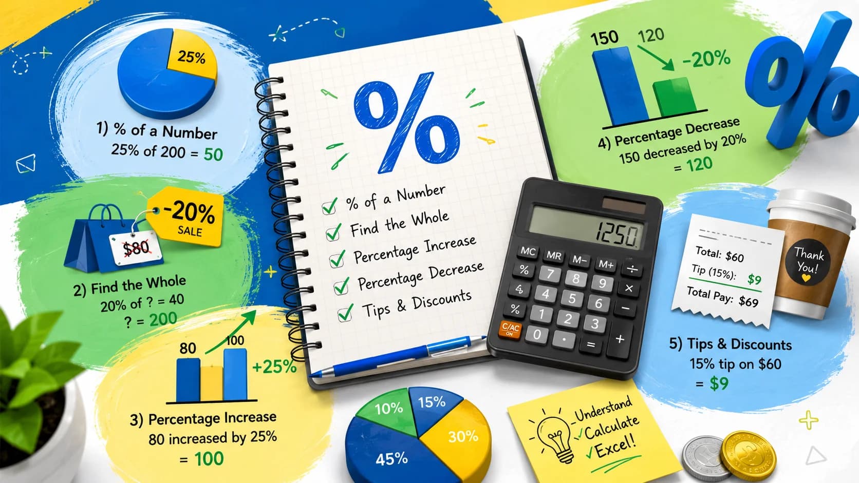Percentage Calculator: 5 Types of Percentage Problems (Solved)