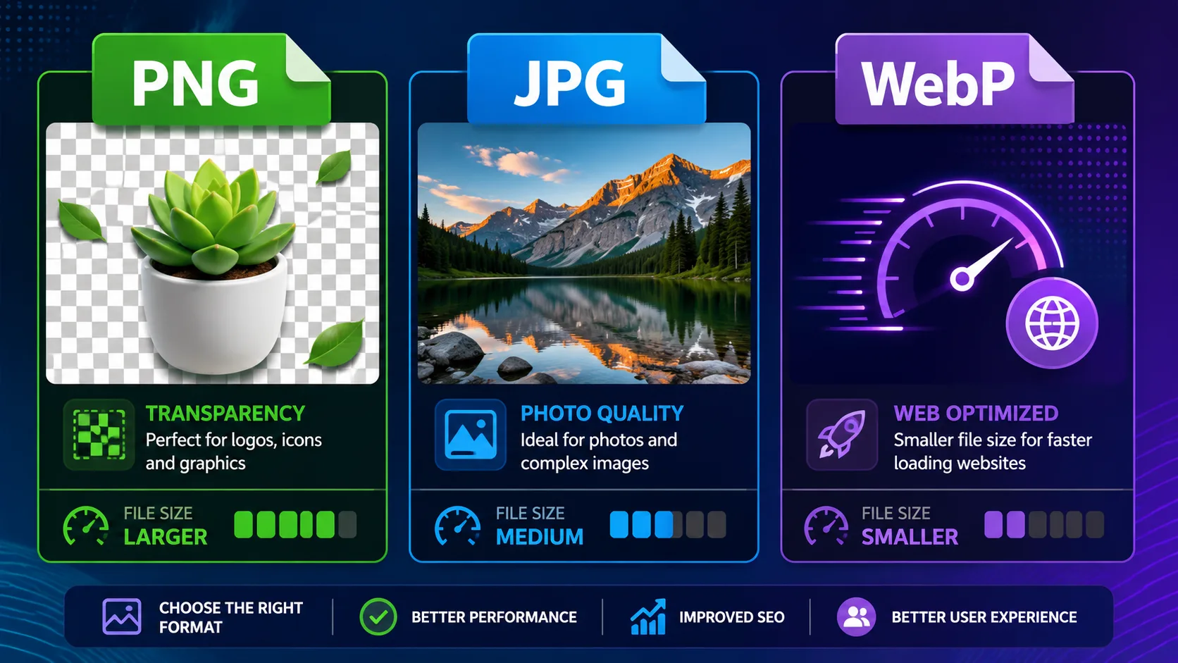 PNG vs JPG vs WebP: Which Image Format Should You Use in 2026?