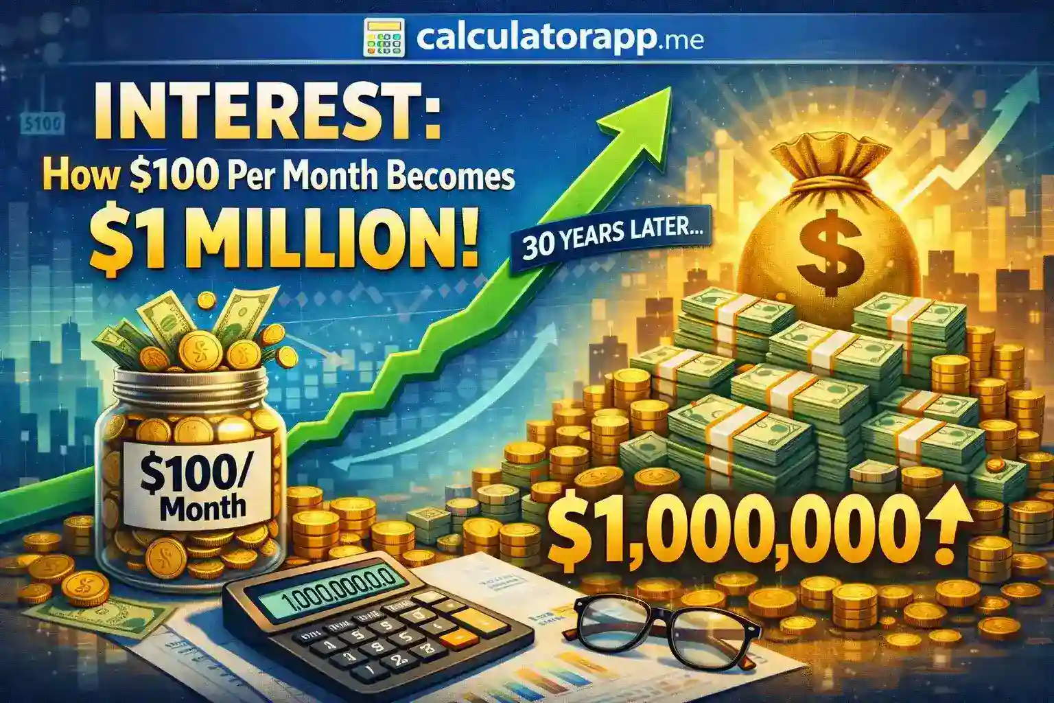 Compound Interest Calculator: How $100/Month Becomes $1 Million (2026 Guide) Compound Interest Calculator: How $100/Month Becomes $1 Million (2026 Guide) — compound interest $100 per month